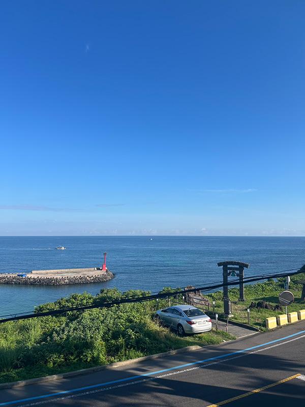ホテルから見える済州島の海